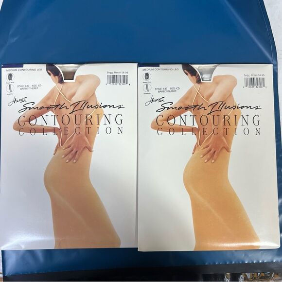 2pair! Black and nudes Vintage Hanes Pantyhose size cd